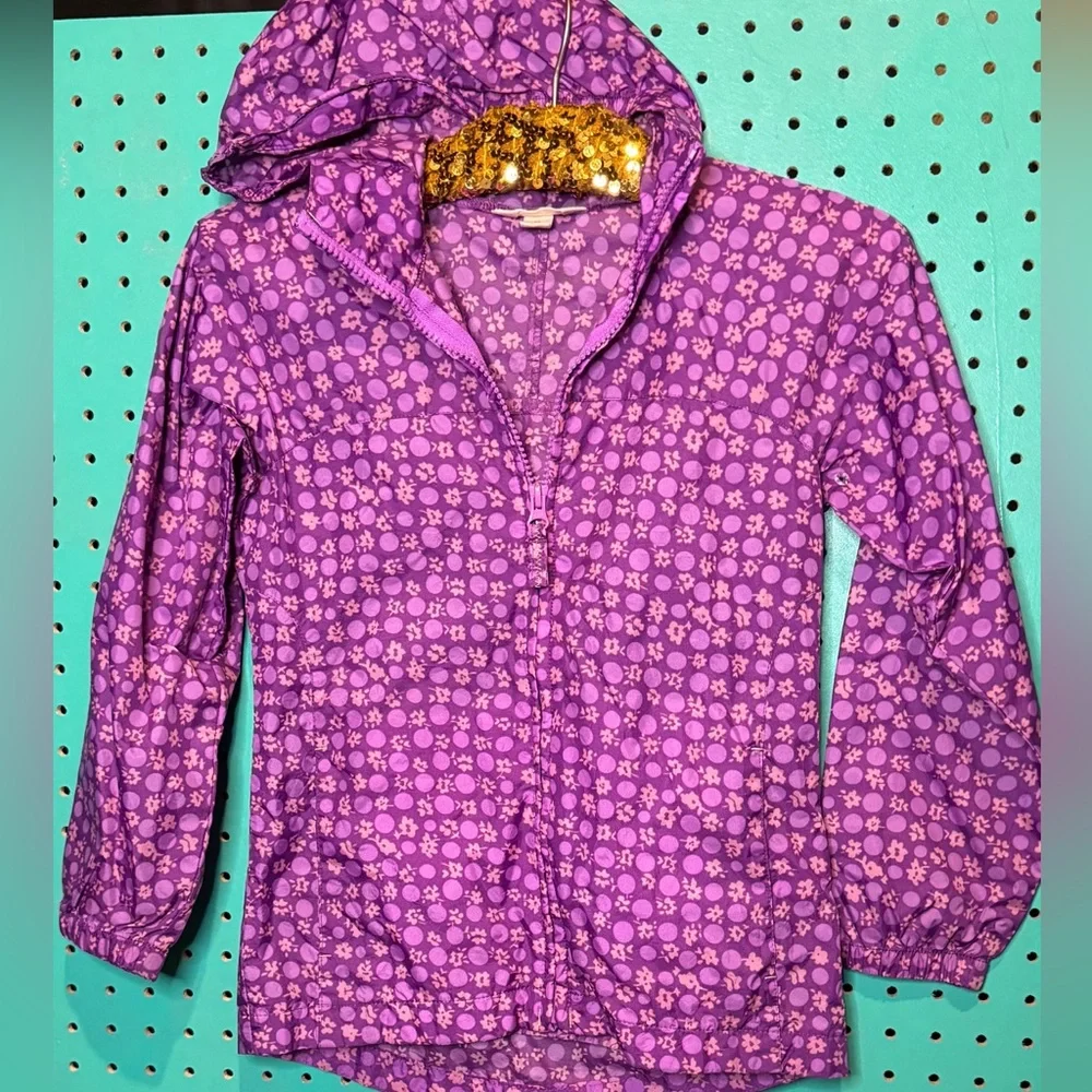 Lands End Purple Kids Jacket with Floral Pattern. Size Medium. Great Condition